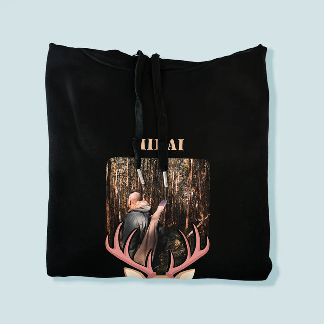 Fotografie Si Semnătură: Cerb - Hanorac Cu Glugă Pentru Bărbați