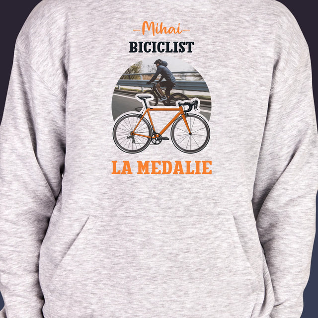 Fotografie Si Semnătură: Biciclist La Medalie - Hanorac Cu Glugă Pentru Bărbați