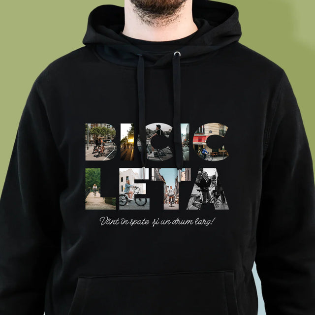 Cuvânt Din Fotografii: Bicikleta - Hanorac Cu Glugă Pentru Bărbați