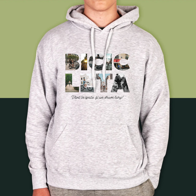 Cuvânt Din Fotografii: Bicikleta - Hanorac Cu Glugă Pentru Bărbați