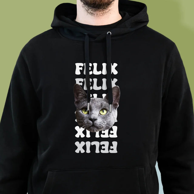 Personajul Tău: Fotografia Pisicului Cu Nume - Hanorac Cu Glugă Pentru Bărbați