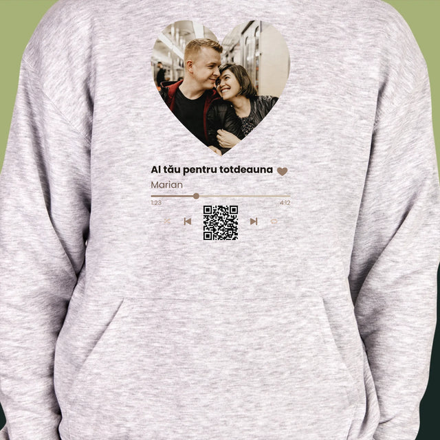 Fotografie Si Semnătură: Cântecul Nostru Inimă Cod Qr - Hanorac Cu Glugă Pentru Bărbați