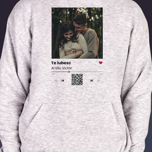 Fotografie Si Semnătură: Spotify Cu Cod Qr - Hanorac Cu Glugă Pentru Bărbați