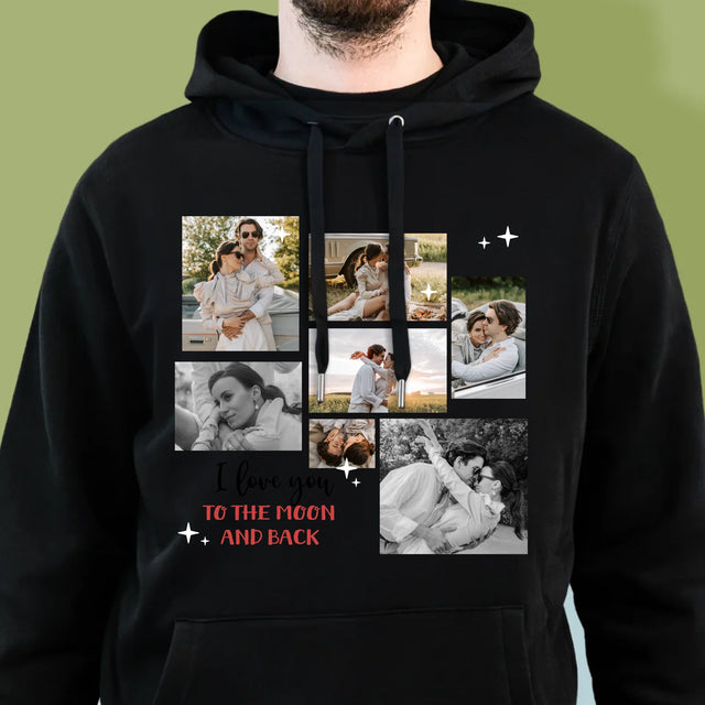 Colaj De Fotografii: To The Moon And Back - Hanorac Cu Glugă Pentru Bărbați