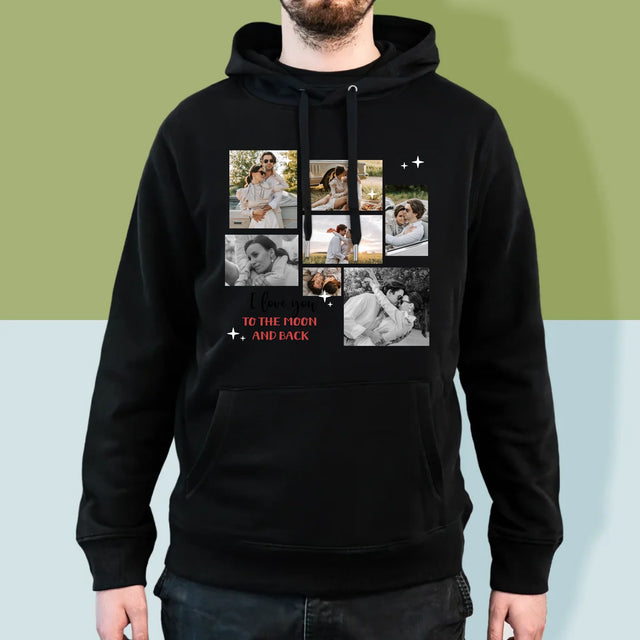Colaj De Fotografii: To The Moon And Back - Hanorac Cu Glugă Pentru Bărbați