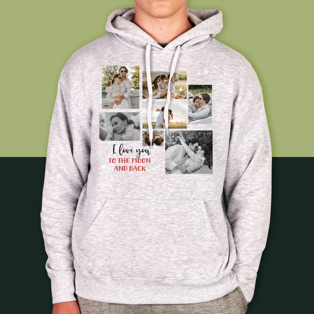 Colaj De Fotografii: To The Moon And Back - Hanorac Cu Glugă Pentru Bărbați