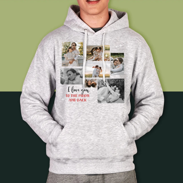 Colaj De Fotografii: To The Moon And Back - Hanorac Cu Glugă Pentru Bărbați