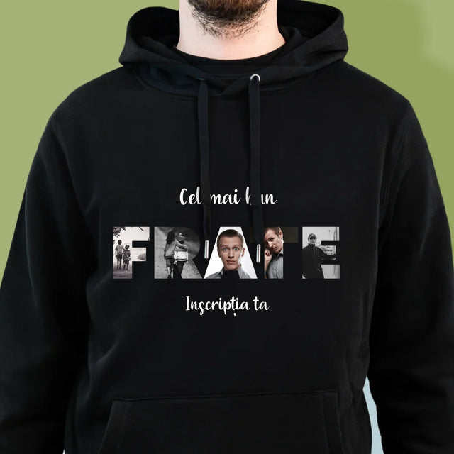 Cuvânt Din Fotografii: Frate Din Fotografiile Tale - Hanorac Cu Glugă Pentru Bărbați