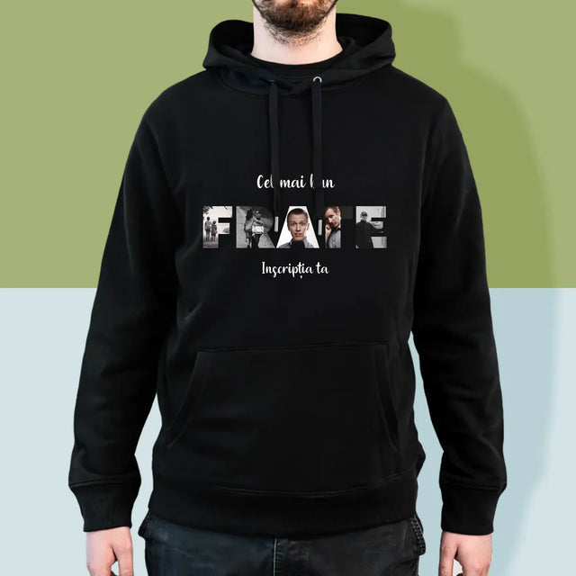 Cuvânt Din Fotografii: Frate Din Fotografiile Tale - Hanorac Cu Glugă Pentru Bărbați