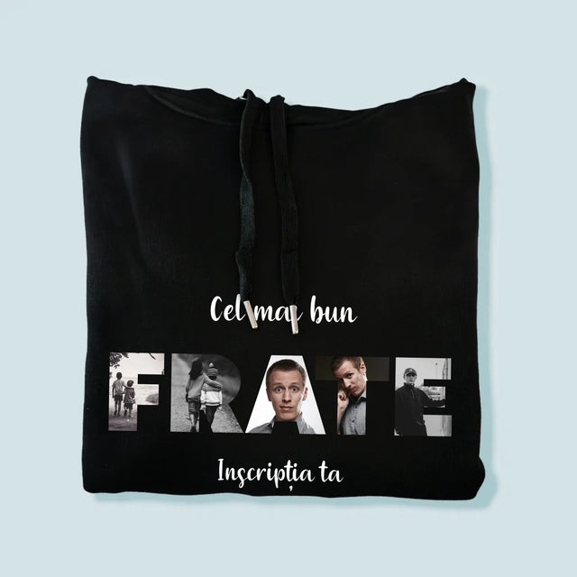 Cuvânt Din Fotografii: Frate Din Fotografiile Tale - Hanorac Cu Glugă Pentru Bărbați