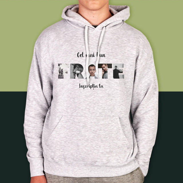 Cuvânt Din Fotografii: Frate Din Fotografiile Tale - Hanorac Cu Glugă Pentru Bărbați