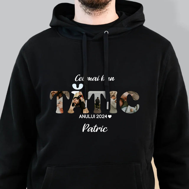 Cuvânt Din Fotografii: Cel Mai Bun Tată Al Anului - Hanorac Cu Glugă Pentru Bărbați