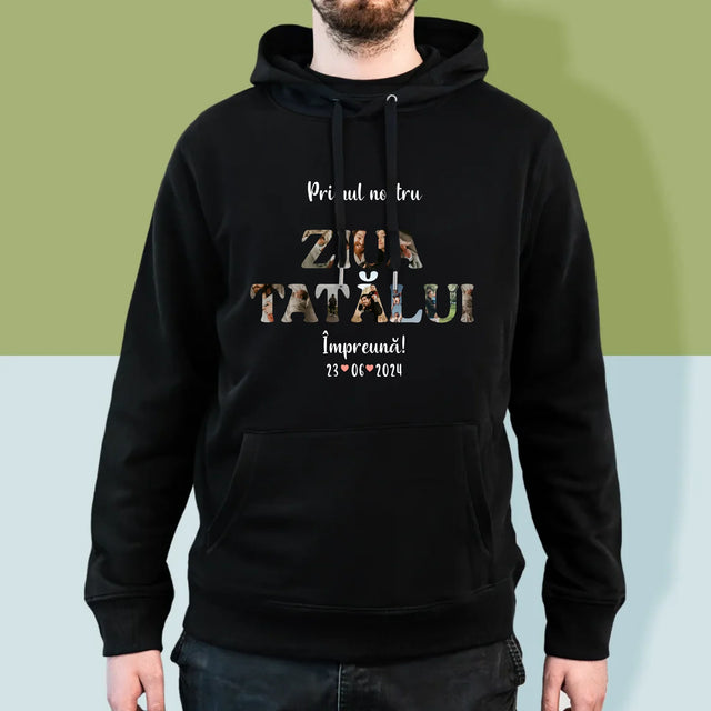 Cuvânt Din Fotografii: Prima Noastră Zi În Rolul De Tată - Hanorac Cu Glugă Pentru Bărbați