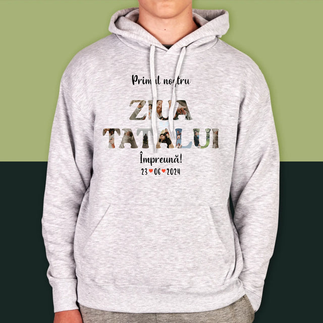 Cuvânt Din Fotografii: Prima Noastră Zi În Rolul De Tată - Hanorac Cu Glugă Pentru Bărbați