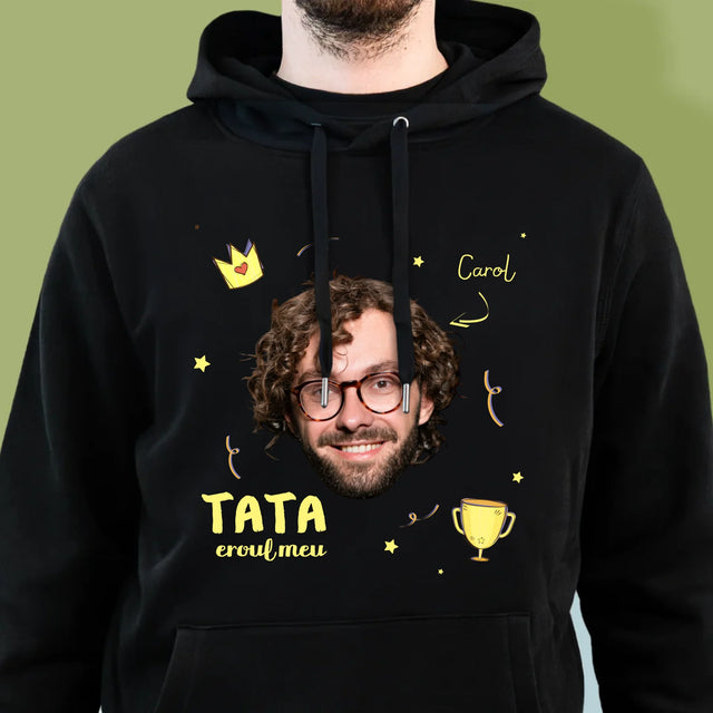 Fotografie Si Semnătură: Tată Erou - Hanorac Cu Glugă Pentru Bărbați