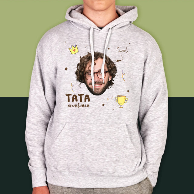 Fotografie Si Semnătură: Tată Erou - Hanorac Cu Glugă Pentru Bărbați