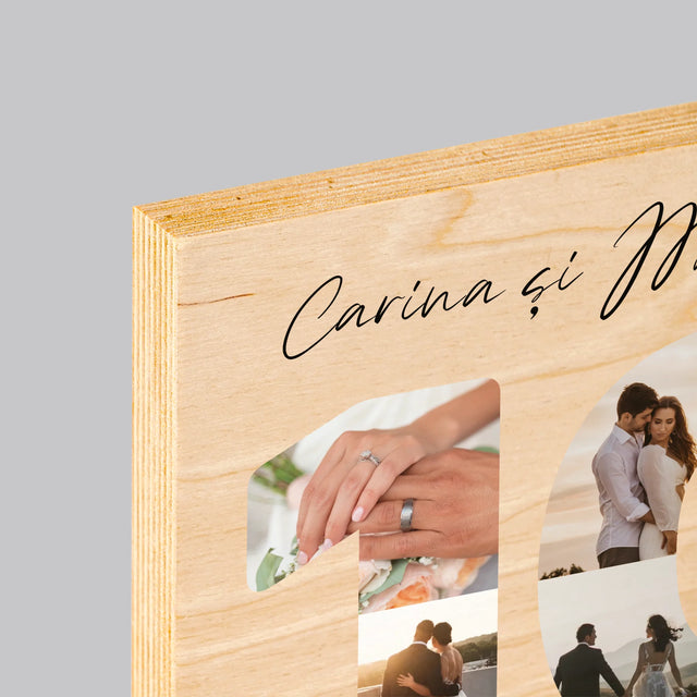 Cuvânt Din Fotografii: A 10-A Aniversare A Nunții - Imprimare Pe Lemn ( Verticală)