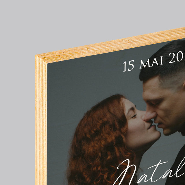 Fotografie Si Semnătură: Urări Fotografie De Nuntă - Imprimare Pe Lemn ( Verticală)