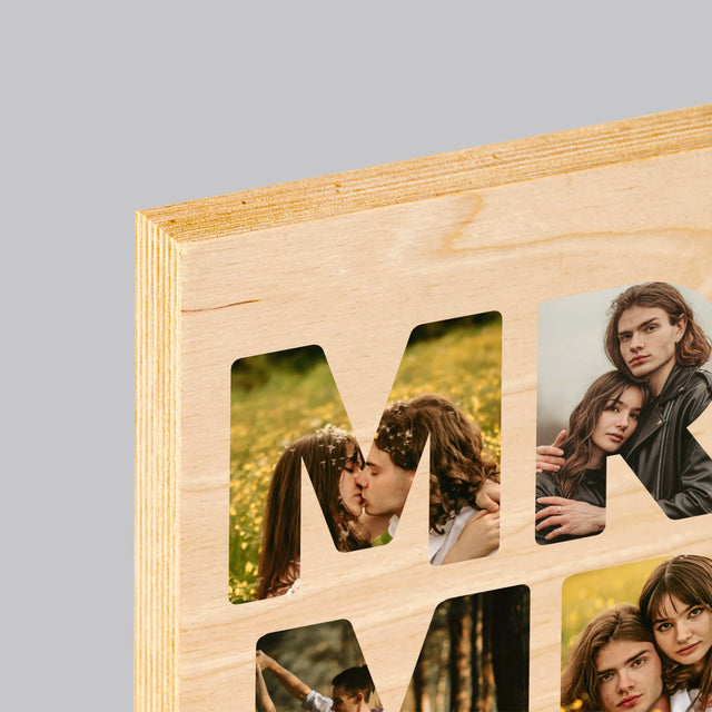 Cuvânt Din Fotografii: Mr&Mrs - Imprimare Pe Lemn ( Verticală)