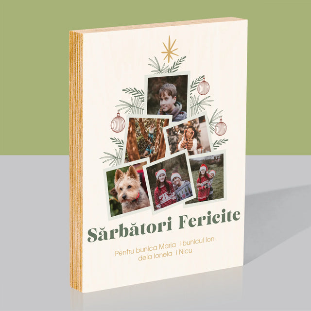 Colaj De Fotografii: Brad - Imprimare Pe Lemn ( Verticală)