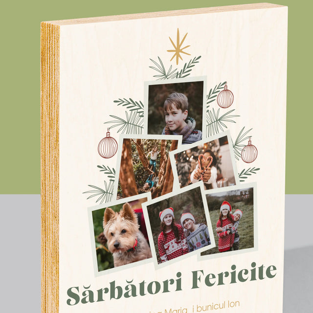 Colaj De Fotografii: Brad - Imprimare Pe Lemn ( Verticală)