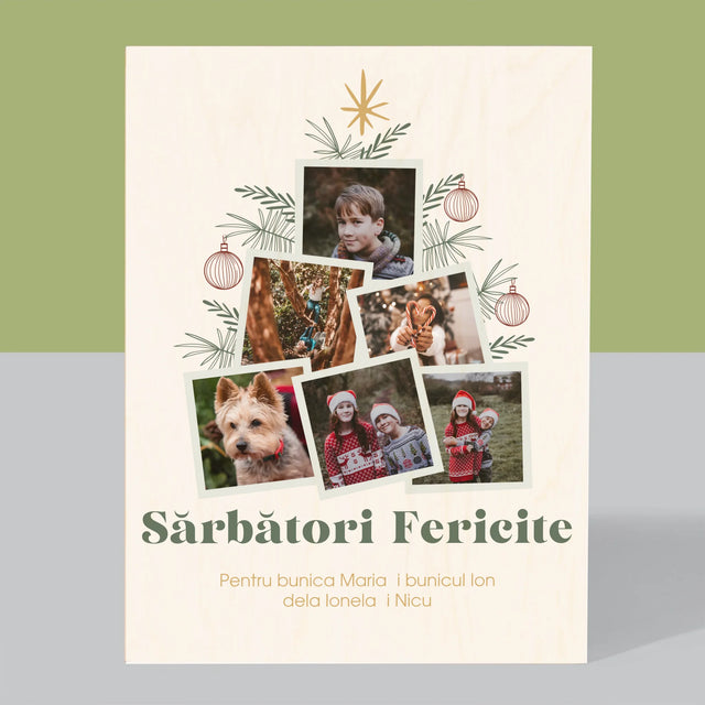 Colaj De Fotografii: Brad - Imprimare Pe Lemn ( Verticală)