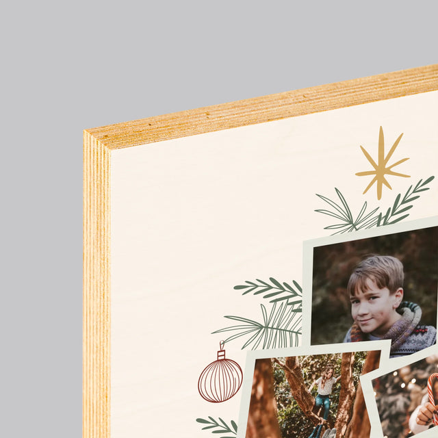 Colaj De Fotografii: Brad - Imprimare Pe Lemn ( Verticală)