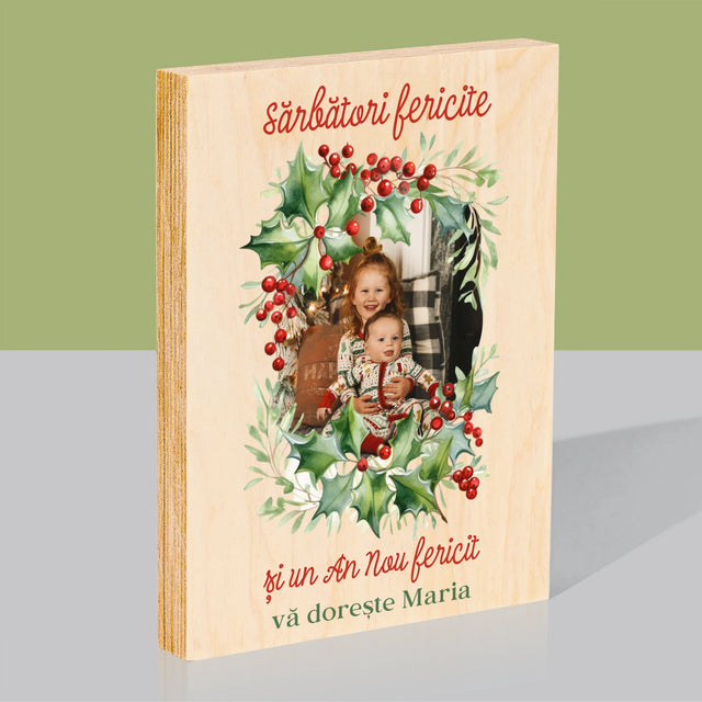 Fotografie Si Semnătură: Decorațiune De Crăciun - Imprimare Pe Lemn ( Verticală)