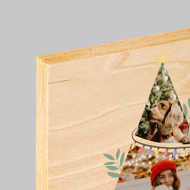 Colaj De Fotografii: Sărbători Magice Brad - Imprimare Pe Lemn ( Verticală)