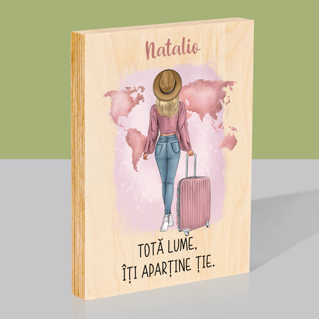 Creator De Personaj: Fată Călătoare - Imprimare Pe Lemn ( Verticală)