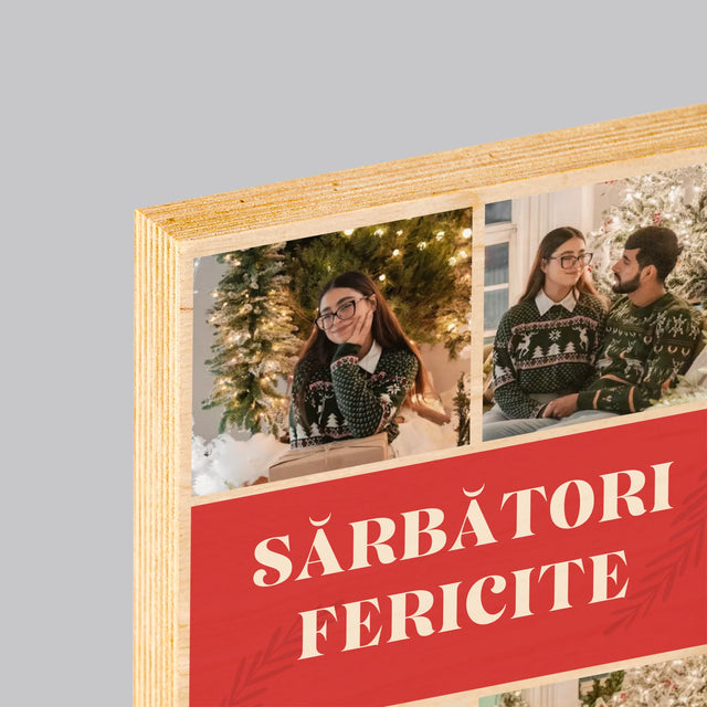 Colaj De Fotografii: Fotografii De Sărbători - Imprimare Pe Lemn ( Verticală)