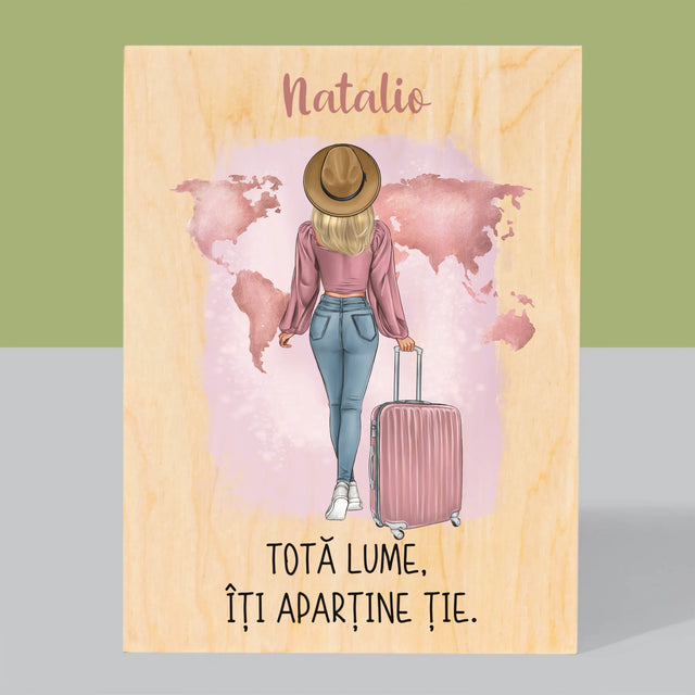 Creator De Personaj: Fată Călătoare - Imprimare Pe Lemn ( Verticală)