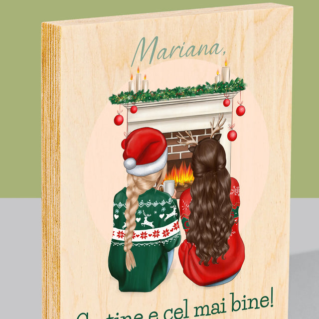 Creator De Personaj: Cele Mai Bune Prietene De Sărbători - Imprimare Pe Lemn ( Verticală)