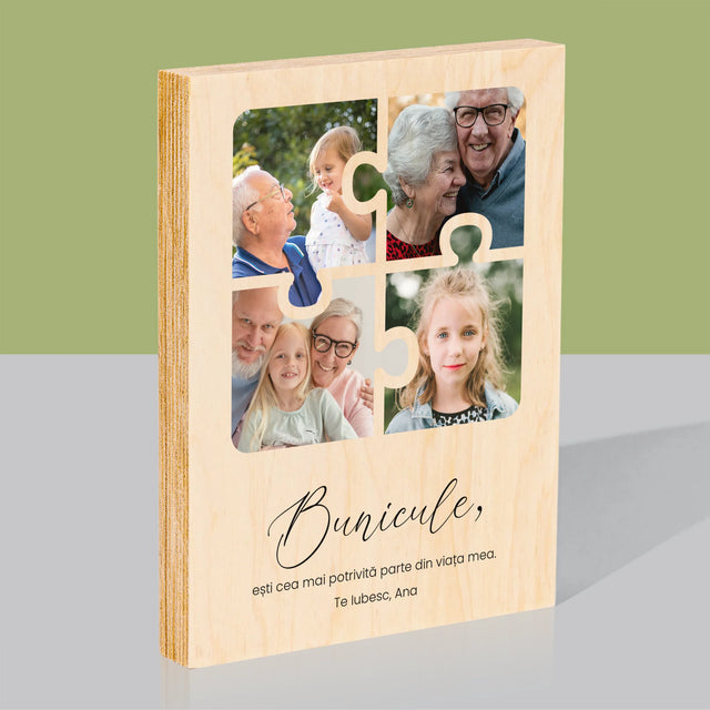 Colaj De Fotografii: Puzzle Fotografii Pentru Bunic - Imprimare Pe Lemn ( Verticală)