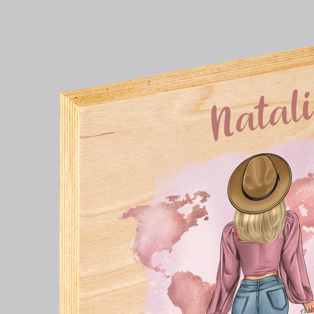 Creator De Personaj: Fată Călătoare - Imprimare Pe Lemn ( Verticală)