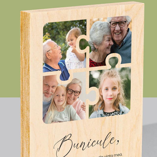 Colaj De Fotografii: Puzzle Fotografii Pentru Bunic - Imprimare Pe Lemn ( Verticală)