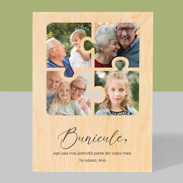 Colaj De Fotografii: Puzzle Fotografii Pentru Bunic - Imprimare Pe Lemn ( Verticală)