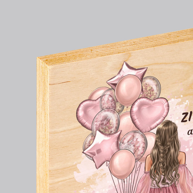 Creator De Personaj: Ziua De Naștere Baloane - Imprimare Pe Lemn ( Verticală)