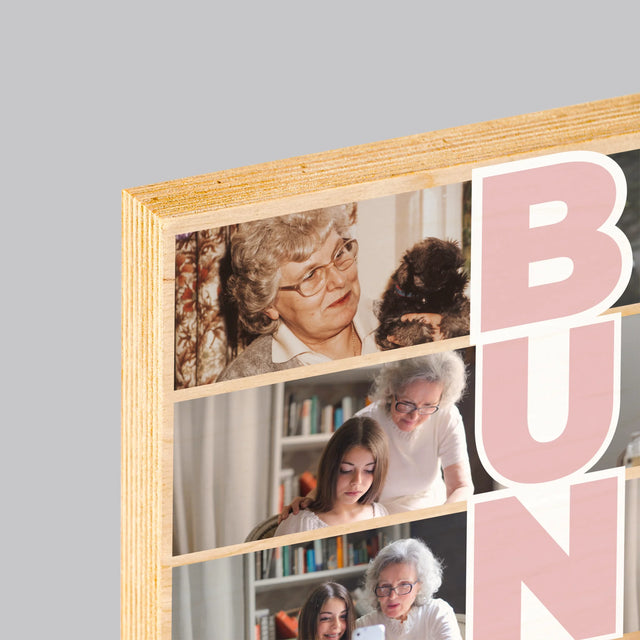 Colaj De Fotografii: Bunica - Imprimare Pe Lemn ( Verticală)
