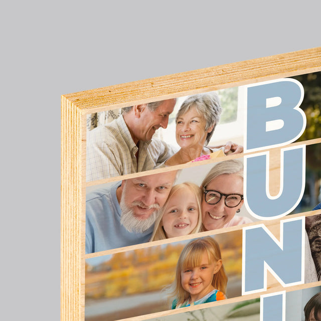 Colaj De Fotografii: Bunicul - Imprimare Pe Lemn ( Verticală)