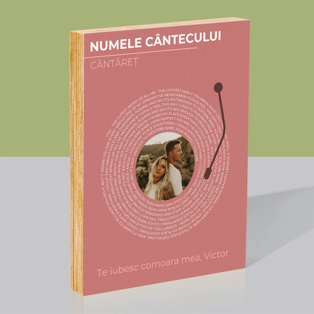 Fotografie Si Semnătură: Cântecul Nostru Album Vinil - Imprimare Pe Lemn ( Verticală)