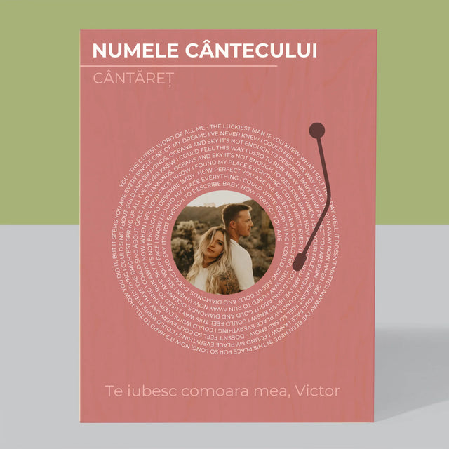 Fotografie Si Semnătură: Cântecul Nostru Album Vinil - Imprimare Pe Lemn ( Verticală)
