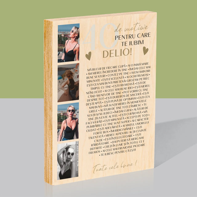 Colaj De Fotografii: 40 De Motive - Imprimare Pe Lemn ( Verticală)