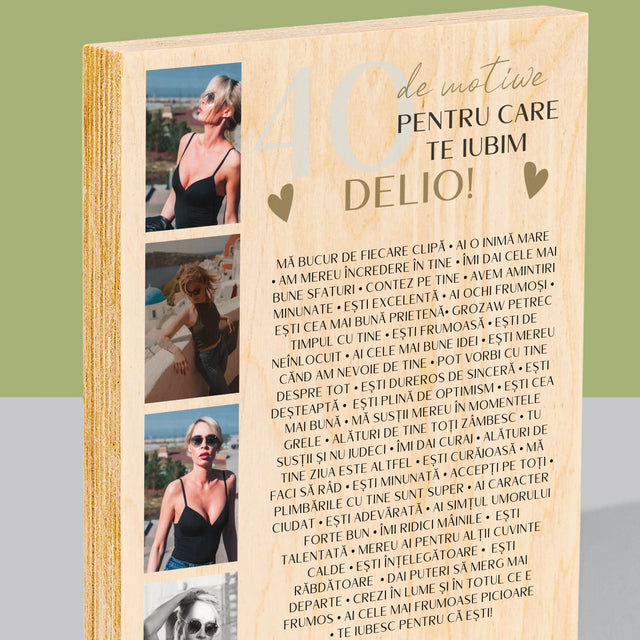 Colaj De Fotografii: 40 De Motive - Imprimare Pe Lemn ( Verticală)