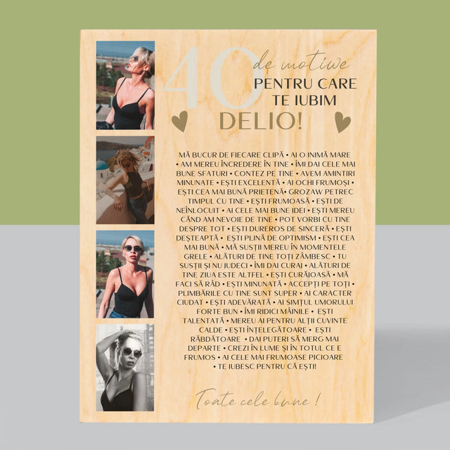 Colaj De Fotografii: 40 De Motive - Imprimare Pe Lemn ( Verticală)