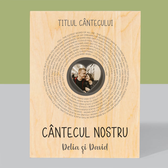Fotografie Si Semnătură: Cântecul Nostru Cu Text - Imprimare Pe Lemn ( Verticală)