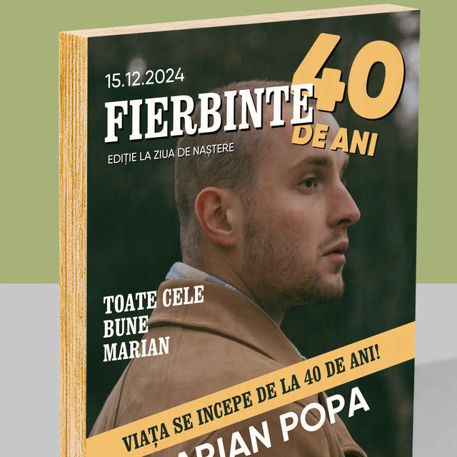 Copertă Derevistă: Fierbinte La 40 De Ani - Imprimare Pe Lemn ( Verticală)