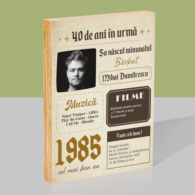 Copertă Derevistă: 40 De Ani În Urmă - Imprimare Pe Lemn ( Verticală)