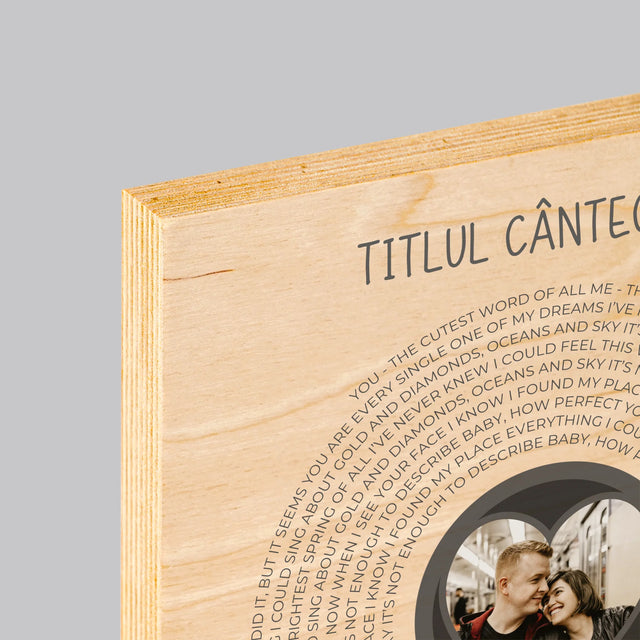 Fotografie Si Semnătură: Cântecul Nostru Cu Text - Imprimare Pe Lemn ( Verticală)