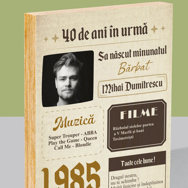 Copertă Derevistă: 40 De Ani În Urmă - Imprimare Pe Lemn ( Verticală)